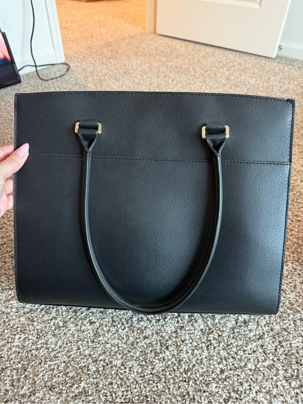Kate Spade Black Structured Leather Tote